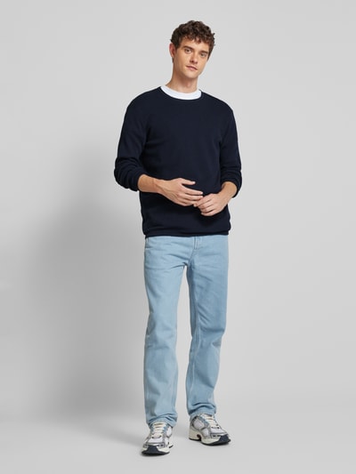 Tom Tailor Denim Regular Fit Pullover mit Strukturmuster Dunkelblau 1