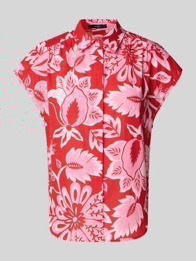 Oui Bluzka koszulowa o kroju regular fit z krótkim rękawem Jasnoczerwony 2