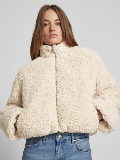 Vero Moda Boxy Fit Teddyfell-Jacke mit Stehkragen Modell 'LOUISA' Beige 3