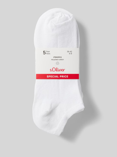 s.Oliver RED LABEL Sneakersocken mit Label-Print im 5er-Pack Weiss 3