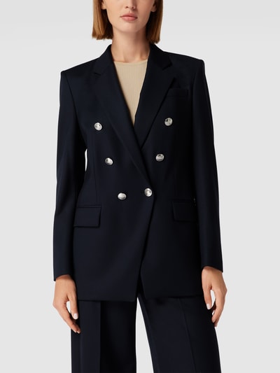 BOSS Black Women Blazer met labeldetails, model 'Jatera' Marineblauw - 4