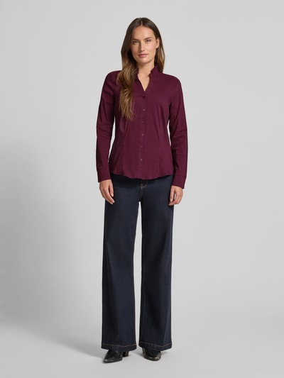 MORE & MORE Slim Fit Bluse mit Rüschen Bordeaux 1