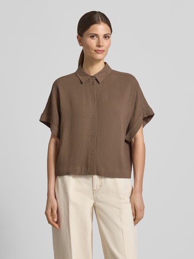 Selected Regular Fit Bluse aus Viskose-Leinen-Mix Modell 'VIVA' Taupe 4