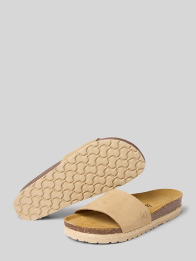 Produktfoto, Sandalette aus Leder Modell 'COPINE VELOUR' von Espadrij, beige Velour-Optik, Gummisohle, Absatzhöhe 3 cm bei Größe 40, Schlupfform