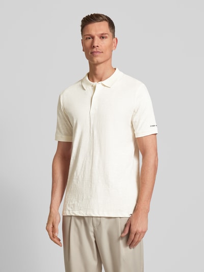 Fynch-Hatton Regular fit poloshirt in effen design Offwhite gemêleerd - 4