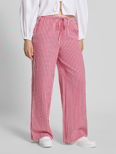 Gina Tricot Stoffhose mit weitem Bein und elastischem Bund Rot 4