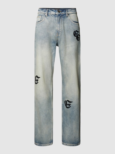 EIGHTYFIVE Jeansy o kroju straight fit z wyhaftowanymi logo Jeansowy niebieski 2