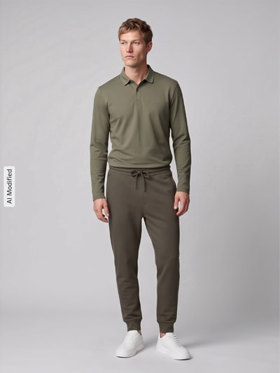 BOSS Green Poloshirt mit Logo-Patch Modell 'Pirol' Oliv 1
