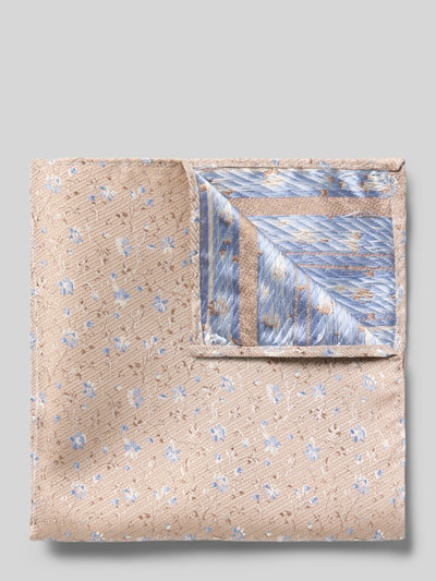 Produktfoto, Krawatte im Set mit Einstecktuch von Roy Robson, klassische Form, dezente Beige-Blau-Farben, Allover-Look, strukturierte Textur