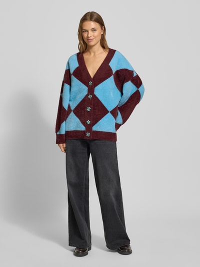 Essentiel Antwerp Oversized gebreid jack met bloemvormige knopen, model 'IWHO' Lichtblauw - 1