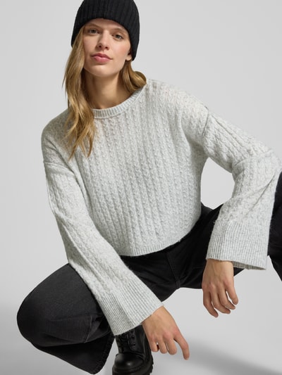 NOISY MAY® Regular Fit Pullover in Strick-Optik Modell 'Milla' Hellgrau Melange 3