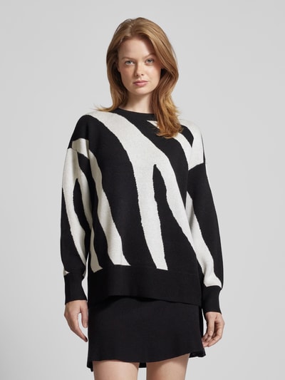 Vero Moda Regular Fit Strickpullover mit Two-Tone-Muster Modell 'NANCY' Black 4