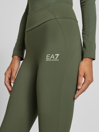 EA7 Emporio Armani Super skinny fit legging met labelprint Olijfgroen - 3