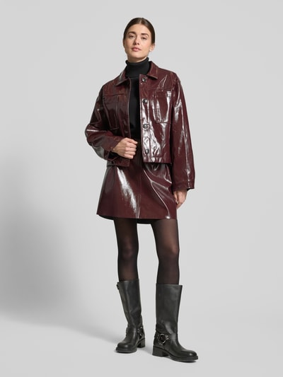 Neo Noir Jacke mit Hemdblusenkragen Modell 'Emilia' Bordeaux 1