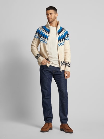 Gant Strickjacke mit Reißverschluss Modell 'JACQUARD' Offwhite 1