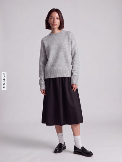 VERO MODA oversized pullover met wol model 'BOOM' Lichtgrijs - 1