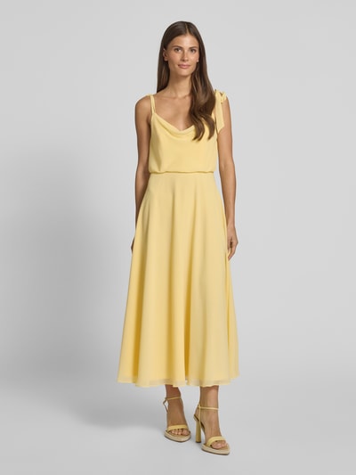 Jake*s Cocktail Cocktailkleid mit Wasserfall-Ausschnitt Hellgelb Melange 4