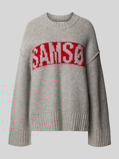 Samsøe Samsøe Gebreide pullover met labelopschrift, model 'KEIKO' Middengrijs - 2