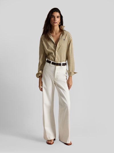 Polo Ralph Lauren Relaxed Fit Hemdbluse aus reiner Baumwolle mit Logo-Stitching Beige 1