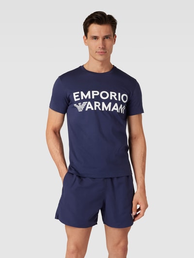 Emporio Armani T-shirt met labelprint Donkerblauw - 4