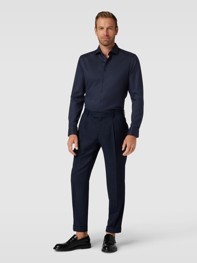 Jake*s Slim Fit Business-Hemd mit Allover-Muster Marine 1
