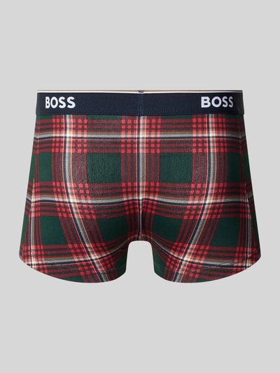 Produktfoto, Trunk aus Baumwoll-Mix im 3er-Pack Modell 'Power' von BOSS, kariertes Muster in Dunkelgrün, Rot und Weiß, Herren Pant & Trunk von BOSS