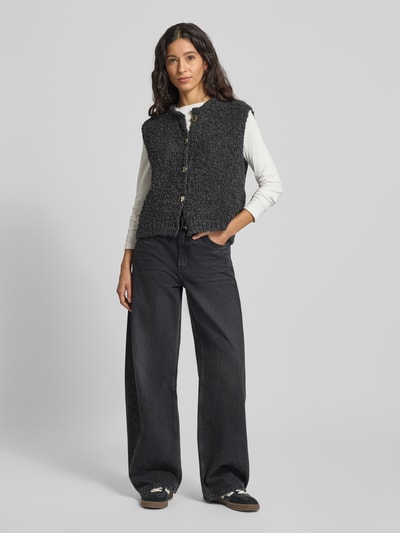 VILLA SOPHIE Loose fit mouwloos vest met mohair, model 'VIOLA' Antraciet - 1
