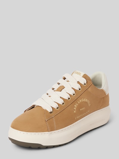 Karl Lagerfeld Ledersneaker mit Label-Print Modell 'KAPRI' Beige 1