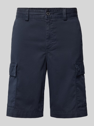 Produktfoto, Relaxed Fit Cargoshorts aus Baumwoll-Mix Modell 'SISLA' von BOSS Orange in Dunkelblau, unifarben mit Cargotaschen und Label Patch
