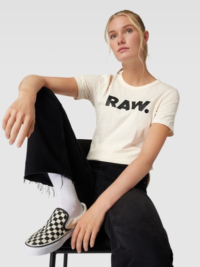 G-Star Raw T-Shirt mit Rundhalsausschnitt und Label-Print Offwhite 3