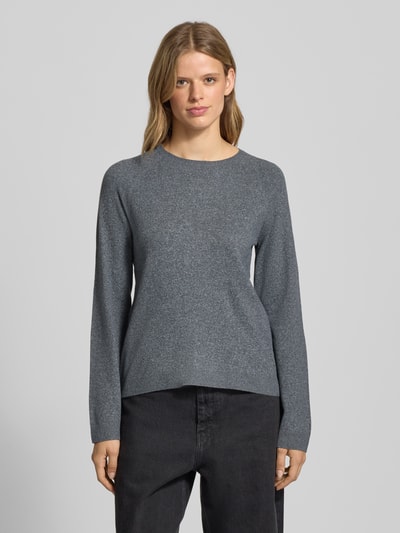 Pieces Regular Fit Pullover mit Raglanärmeln Modell 'BREE' Dunkelgrau Melange 4