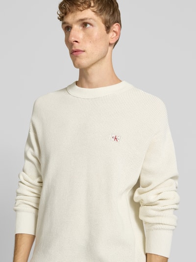 Calvin Klein Jeans Gebreide pullover met labelpatch Offwhite - 3
