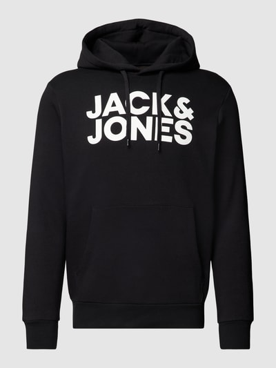 Jack & Jones Hoodie met labeldetail, model 'ECORP' Zwart - 2