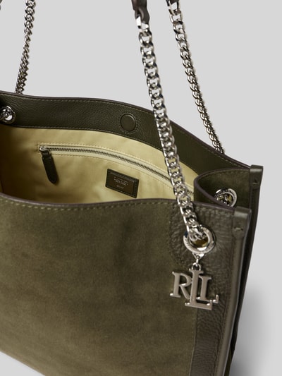 Lauren Ralph Lauren Shopper aus Rindsleder mit Label-Applikation Oliv 5