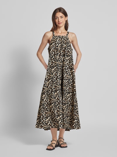 LOLLYS LAUNDRY Maxi-jurk met vierkante hals, model 'Lungo' Middenbruin - 4