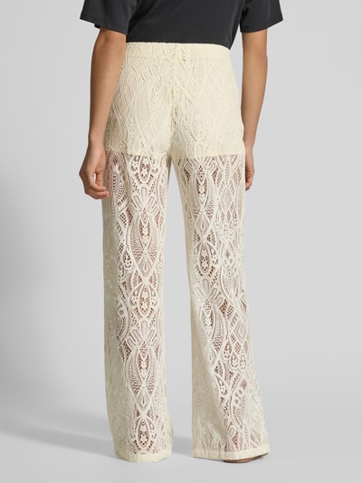 Jake*s Casual Broek met wijde pijpen en kant Offwhite - 5