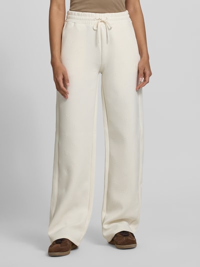 GUESS Activewear Wide Fit Sweatpants mit Allover-Logo-Print Modell 'Calista' Weiss 4