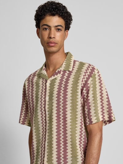 Redefined Rebel Boxy fit vrijetijdsoverhemd met ajourpatroon, model 'ZANDER' Olijfgroen - 3