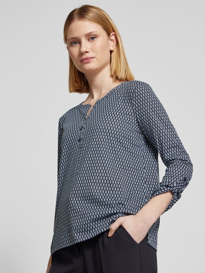 Tom Tailor Regular Fit  3/4-Shirt mit Allover-Muster Dunkelblau 3