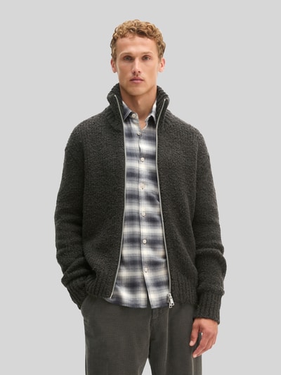 Marc O'Polo Strickjacke aus Schurwolle mit Stehkragen Dunkelbraun 4