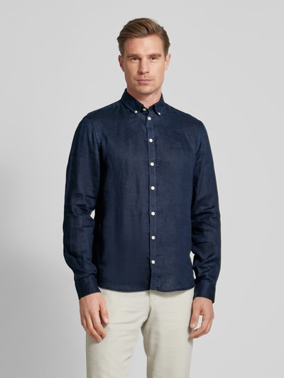 Casual Friday Linnen overhemd met button-downkraag Donkerblauw - 4