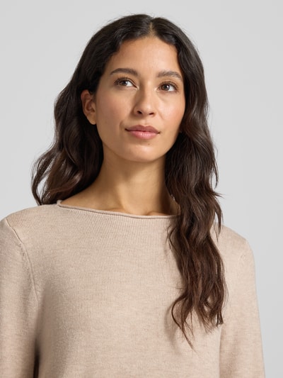 Christian Berg Woman Sweter z dzianiny z dekoltem w łódkę Metaliczny beżowy melanż 3