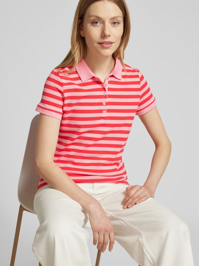 Christian Berg Woman Regular fit poloshirt met structuurmotief Felroze - 3