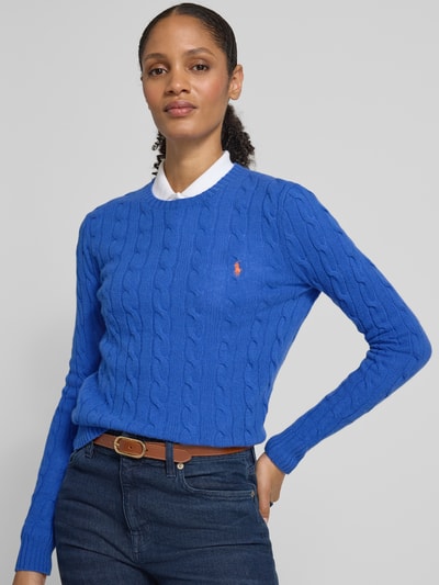 Polo Ralph Lauren Gebreide pullover van een mix van wol en kasjmier, model 'JULIANNA' Koningsblauw - 3