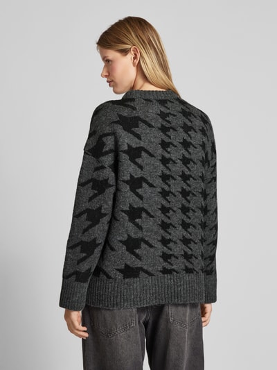 Only Oversized Strickpullover mit Hahnentrittmuster Modell 'PEPPY' Anthrazit 5