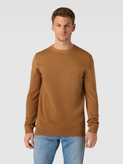 s.Oliver RED LABEL Sweter z dzianiny z wyhaftowanym logo Camel 4