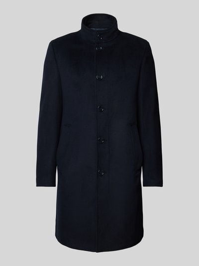 Christian Berg Men Regular fit lange wollen jas met viscose Donkerblauw - 2