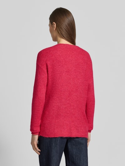 VERO MODA Regular Fit Pullover mit V-Ausschnitt Modell 'CREWLEFILE' Neon Pink 5