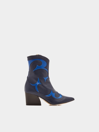 Tibi Cowboy Boots Felix aus Leder Blau 4