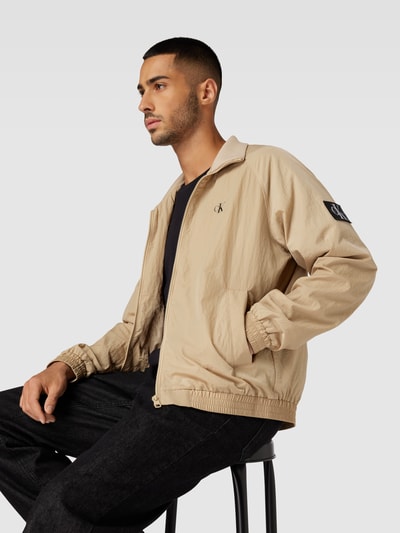 Calvin Klein Jeans Sweatjacke mit Label-Patch Modell 'HARRINGTON' Beige 3